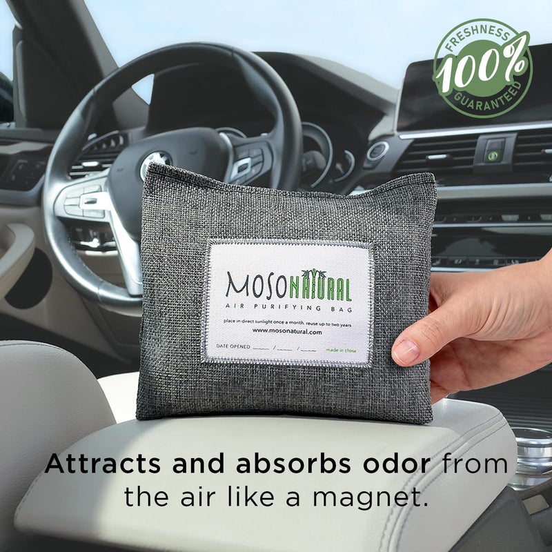 Moso Natural Car Air Freshener and Deodorizer | Long Lasting Bamboo Charcoal Odor Absorber | Non Toxic Odor Eliminator for Cars | Scent Free Air Purifying Bag - Image 2